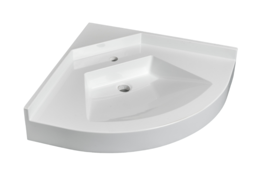 Lave-main d'angle avec plan-vasque en verre et rangement, 51x51 cm, Corner