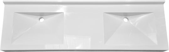 Plan vasque Access, 2 vasques, Marbol blanc brillant, 1595 x 500 mm
