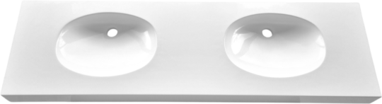 Plan vasque Slim, 2 vasques, Marbol blanc brillant, 1540 x 450 mm