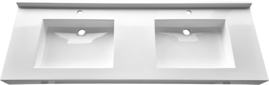 Plan vasque Sera, 2 vasques, Marbol blanc brillant, 1595 x 550 mm