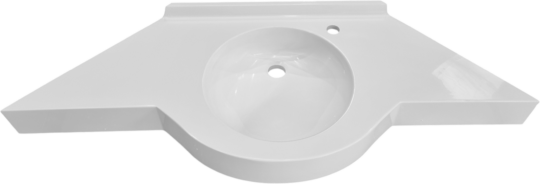 Plan vasque Rondade à débord, Marbol blanc brillant, 1260/590 x 340/495 mm