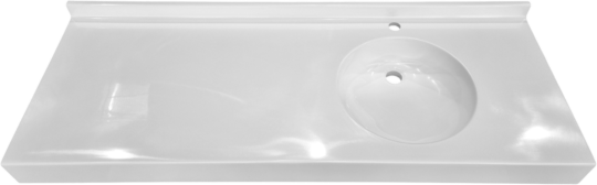 Plan vasque Rondade, 1 vasque, Marbol blanc brillant, 1400 x 530 mm, joue à droite