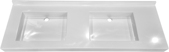 Plan vasque Sera, 2 vasques, Marbol blanc brillant, 1578 x 550 mm