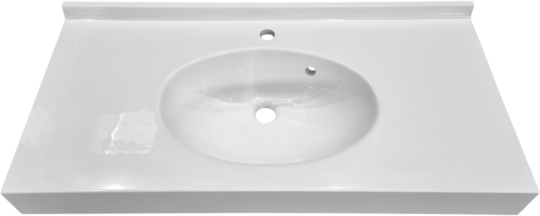 Plan vasque Colibri, 1 vasque, Marbol blanc brillant, 980 x 490 mm