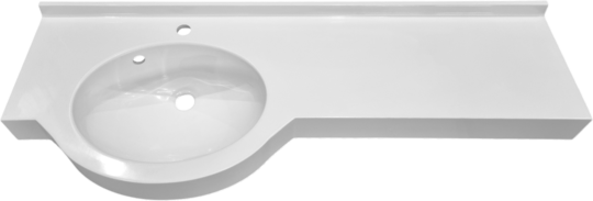 Plan vasque Vahiné, 1 vasque, Marbol blanc brillant, 1330 x 340/495 mm