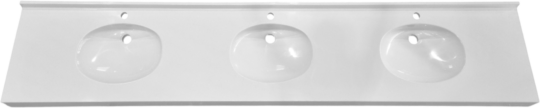 Plan vasque Slim, 3 vasques, Marbol blanc brillant, 2662 x 500 mm