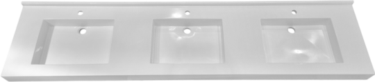 Plan vasque Sera, 3 vasques, Marbol blanc brillant, 2300 x 550 mm