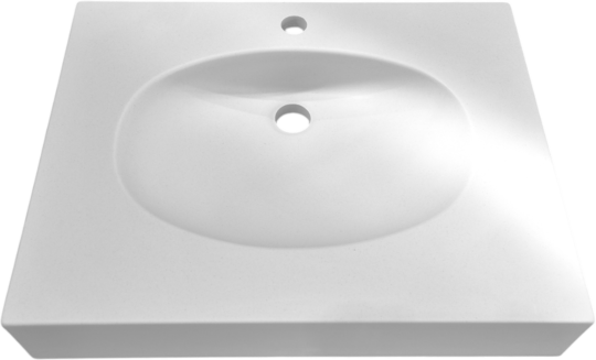 Plan vasque Slim, 1 vasque, Surian blanc S250, 600 x 480 mm