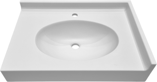 Plan vasque Colibri, 1 vasque, Surian blanc S250, 700 x 500 mm, joue à gauche