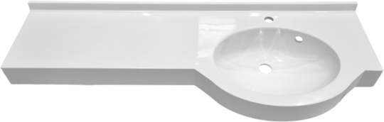 Plan vasque Vahiné, 1 vasque, Marbol blanc brillant, 1325 x 340/495 mm