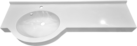 Plan vasque Vahiné, 1 vasque, Marbol blanc brillant, 1325 x 340/495 mm
