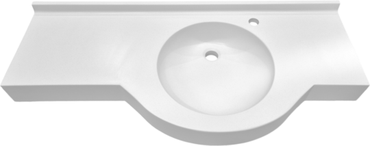 Plan vasque Rondade à débord, Surian blanc S250, 1095 x 340/495 mm