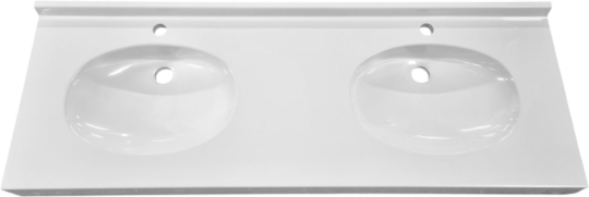 Plan vasque Slim, 2 vasques, Marbol blanc brillant, 1400 x 500 mm