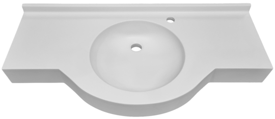 Plan vasque Rondade à débord, Surian blanc, 950 x 340/495 mm