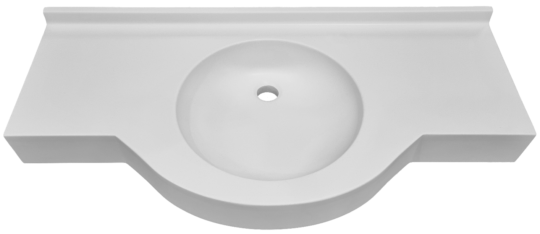 Plan vasque Rondade à débord, Surian blanc, 950 x 340/495 mm
