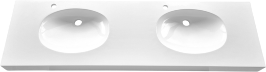 Plan vasque Slim, 2 vasques, Marbol blanc brillant, 1540 x 450 mm