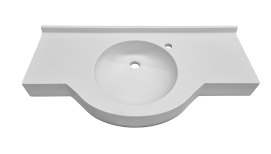 Plan vasque Rondade à débord, Surian blanc S250, 992 x 340/495 mm