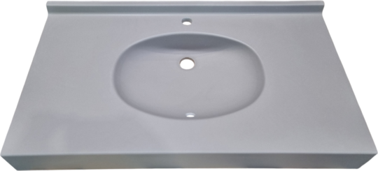 Plan vasque Slim, 1 vasque, Surian platine S7036, 900 x 500 mm, joue à gauche