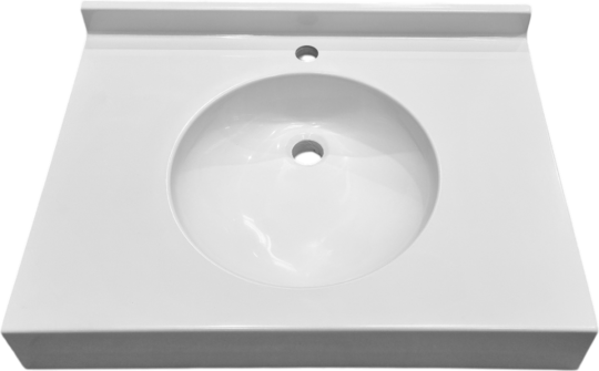 Plan vasque Rondade, 1 vasque, Marbol blanc brillant, 700 x 530 mm, joue à droite
