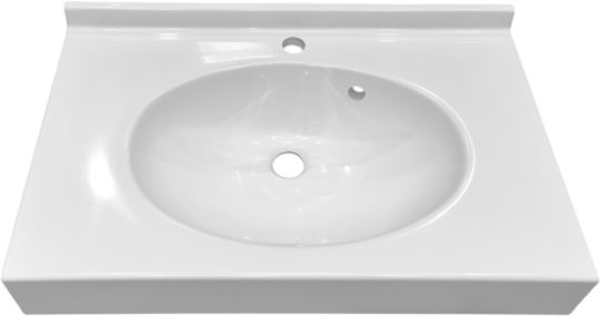 Plan vasque Colibri, 1 vasque, Marbol blanc brillant, 705 x 450 mm, joue à gauche