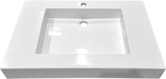 Plan vasque Sera, 1 vasque, Marbol blanc brillant, 780 x 500 mm, joue à gauche