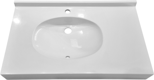 Plan vasque Slim, 1 vasque, Marbol blanc brillant, 830 x 500 mm
